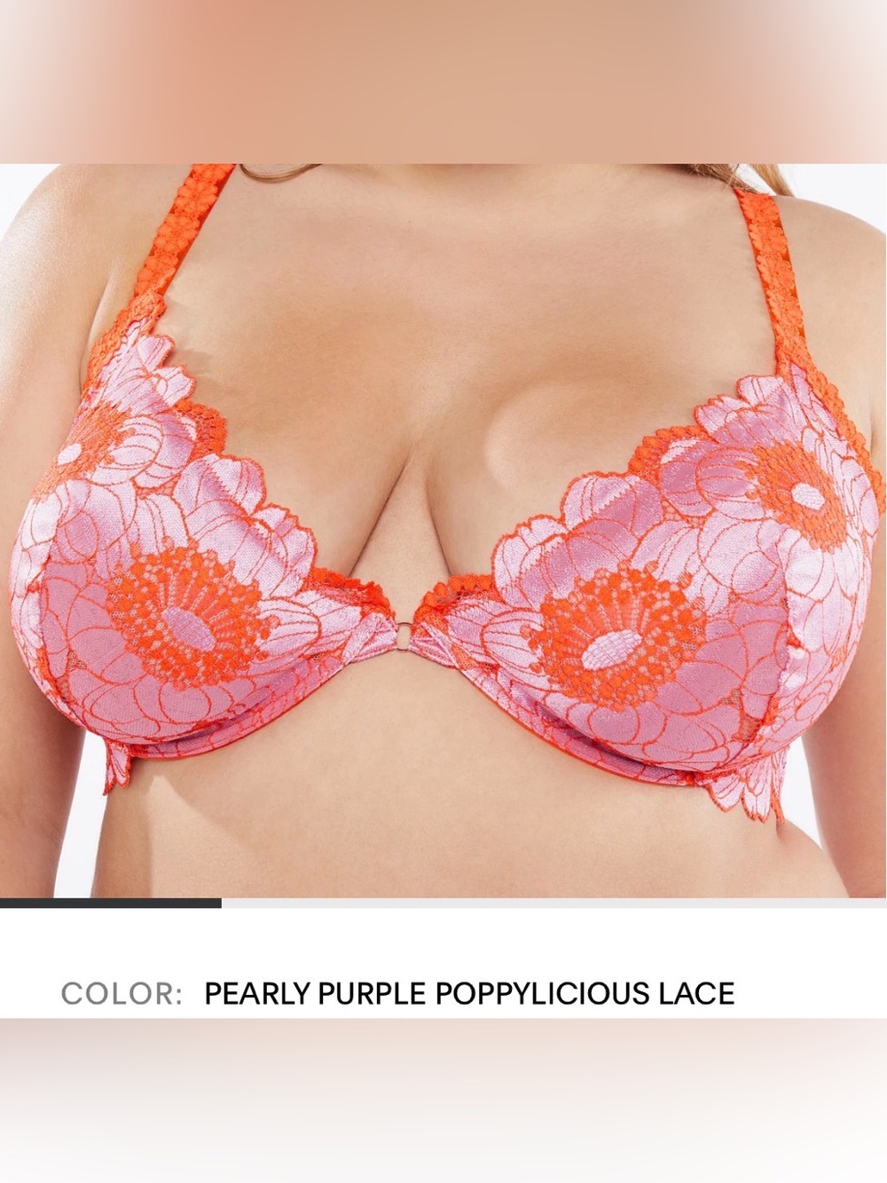 Savage X Fenty Pearly Purple and Orange Floral Lace Bra